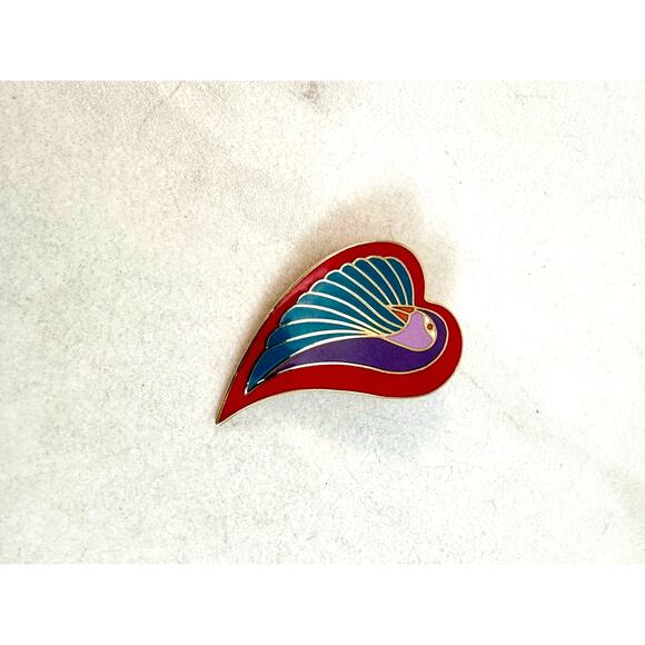 Laurel Burch Jewelry - Laurel Burch Dove Heart Pin Brooch 90s